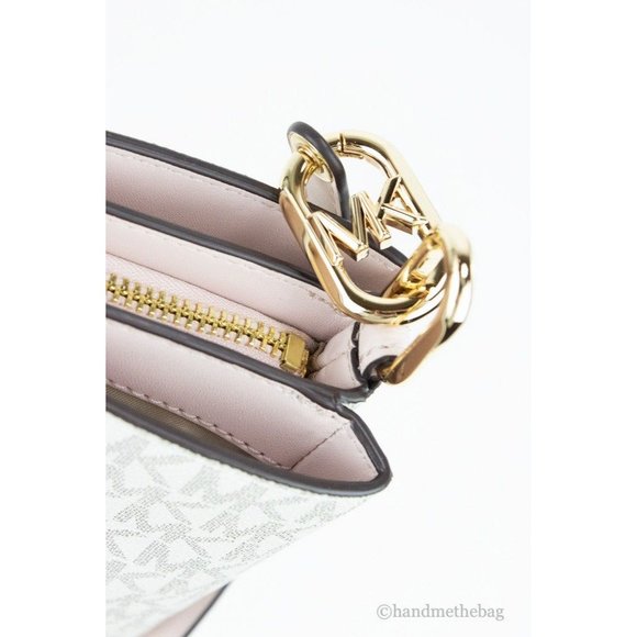 NEW Michael Kors Trisha Triple Compartment Crossbody Bag Vanilla Powder Pink PVC - Picture 10 of 13